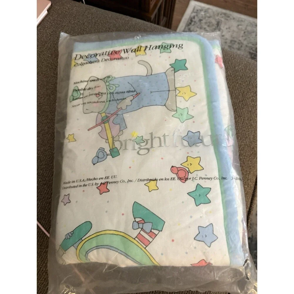 RARE HTF Bright Future Baby Nursery Wall Hanging Cat Stars Dog NEW In Package
